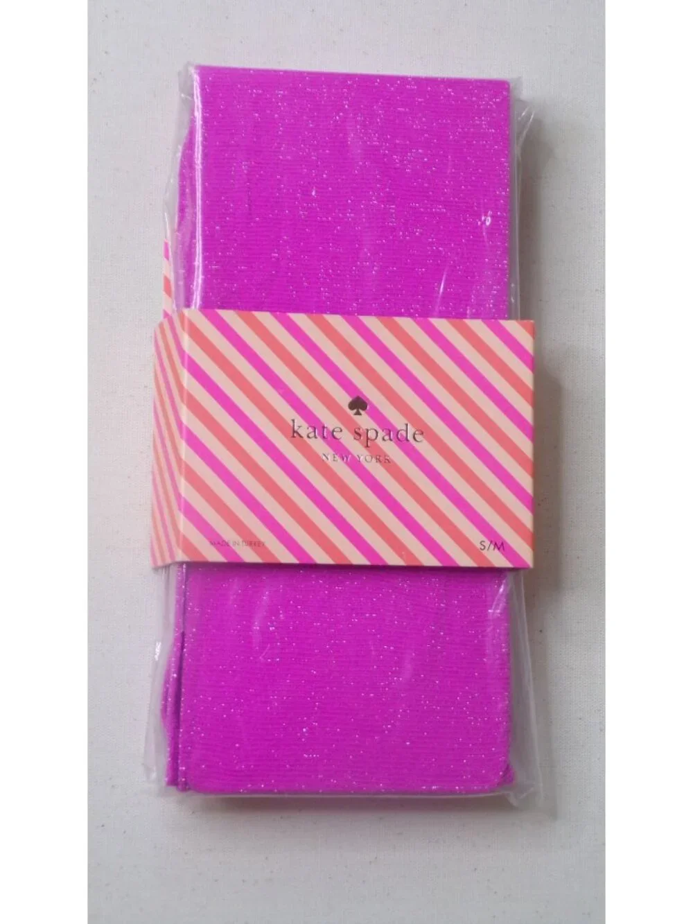 🆕KATE SPADE Tights Pantyhose Vivid Snapdragon Sparkle Pink Small/Medium